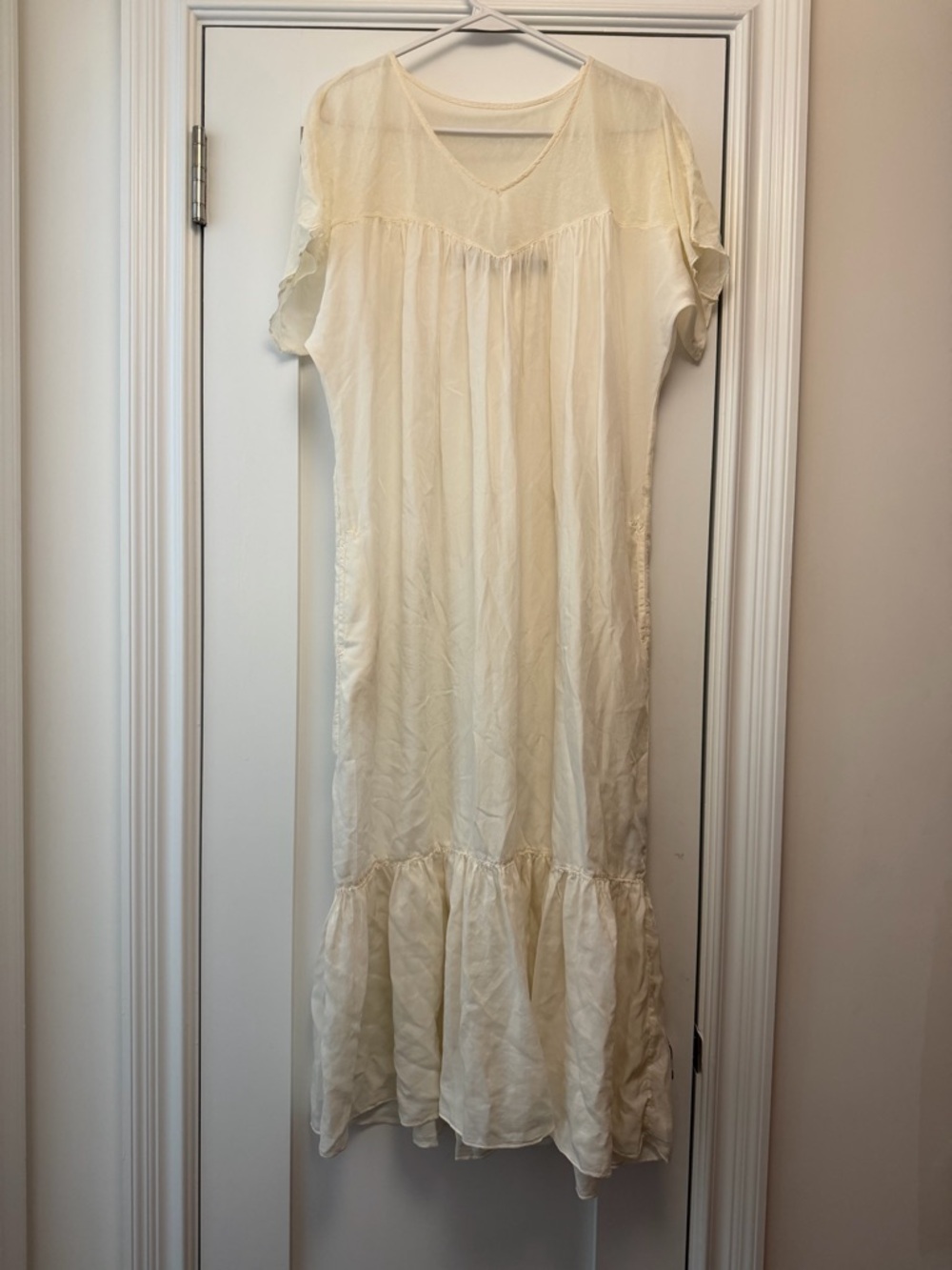 Raquel Allegra Cream Sheer Layered Dress